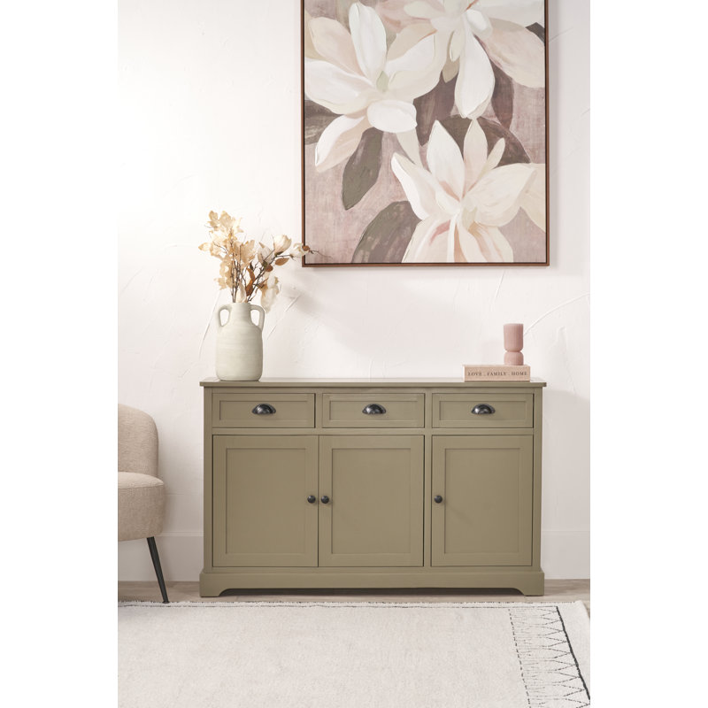 120 cm W Chest of 3 Drawers, Olive Green/Black