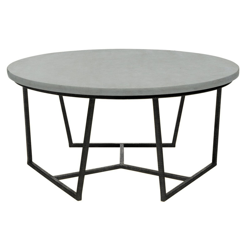Eclipse Solid Coffee Table, Lite Travertine, Antique Black