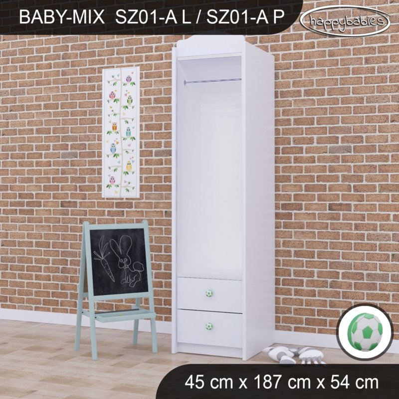 Baby Mix Green Ball 1 Door Wardrobe