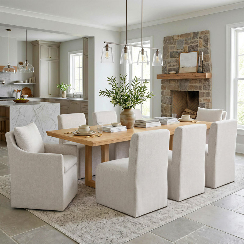 Ritney Upholstered Fabric Parsons Modern Dining Arm Side Combination Chair