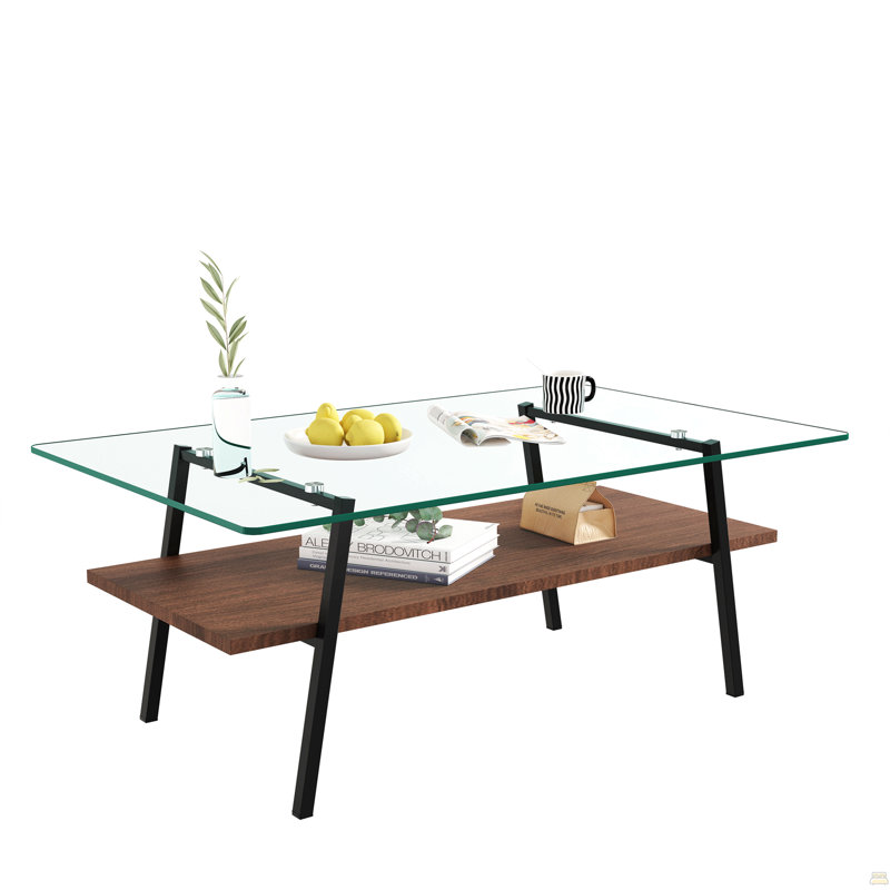 Table basse et tables de bout, ensemble de 3, table en verre trempé avec panneau de fibres à densité moyenne, tables modernes