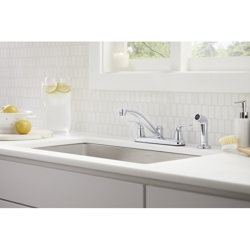 Double Handle Kitchen Faucet with Side Spray