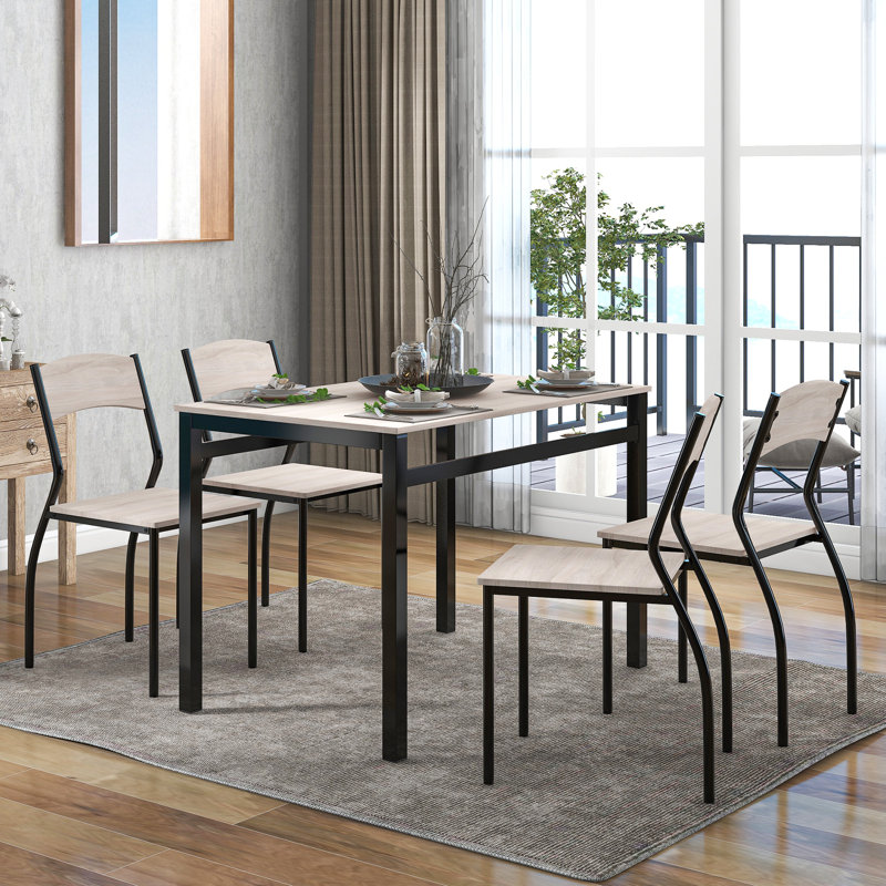 Abd-Ulmoeen 4 - Person Dining Set, Black/Brown