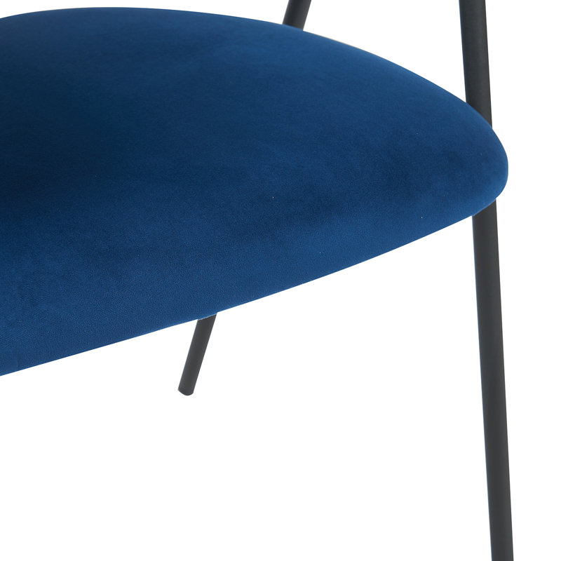 Noah Set of 2 Velvet Dining Chairs, Dark Navy