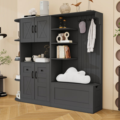 Armoire d'entrée avec tablettes et 4 crochets