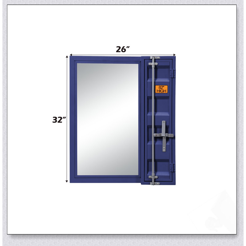 Durable Cargo Vanity Mirror With Secure Storage And Clear Reflection, Perfect For Modern And Industrial Spaces., Blue