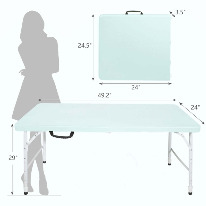 Table pliante portative 4 pi 4 po poids pliable intérieur et extérieur 135 kg, Bleu / blanc