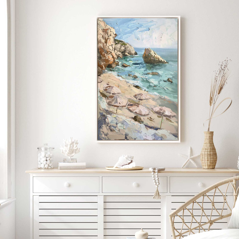 «Serene Vista on Canvas» par Azure Artisanal Studio, reproduction, Cadre flottant blanc opaque, H 32 po x l 22 po x P 1,75 po