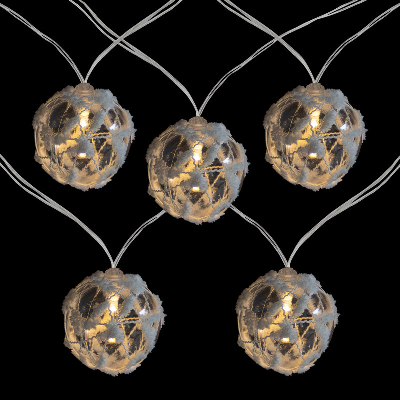 10 lumières de Noël rondes à DEL blanc chaud et transparent B / O - fil transparent de 4,75 pi