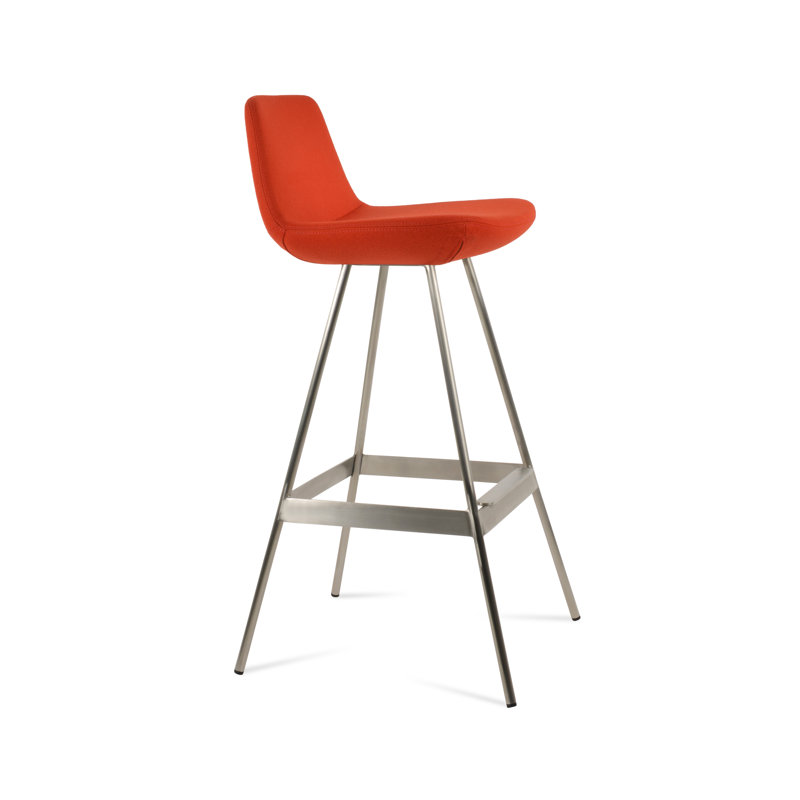 Tabouret Pera Balat, Laine orange, Chrome chrome, Tabouret de bar (siège d'une hauteur de 29 po)