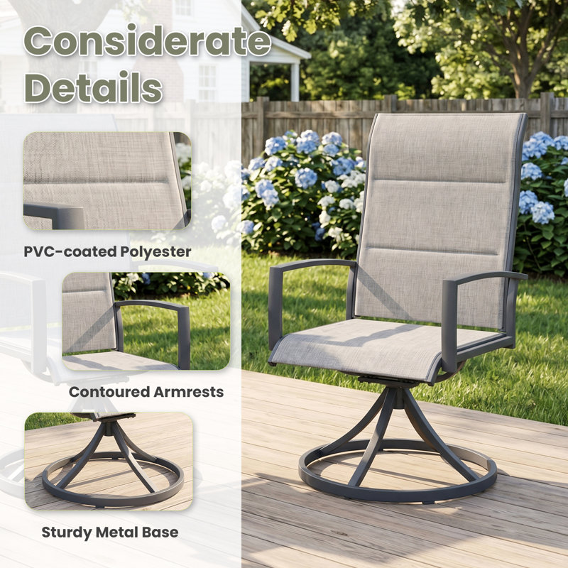 Chaise de patio rembourrée 360 °, Gris clair / gris