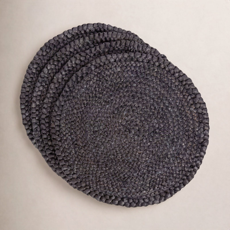 Ensemble de 4 napperons en fibre naturelle, Noir