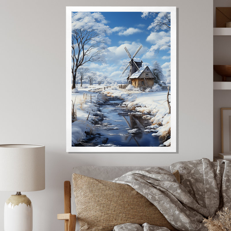 Madelynne «White Milling In The Winter», reproduction sur toile, H 32 po x l 16 po x P 1 po, Cadre photo blanc