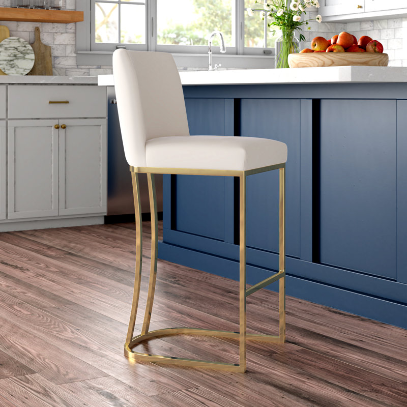 Tabouret de comptoir 26 po Heidi, Doré, Velours crème