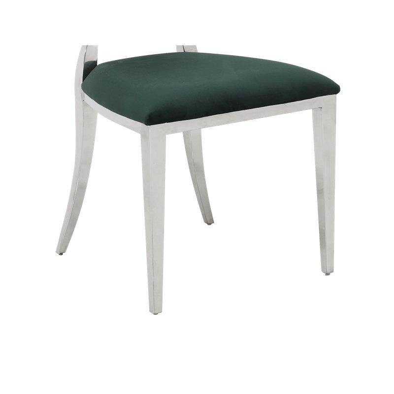 Cullen 46cm H Velvet Upholstered King Louis Back Side Chair, Green