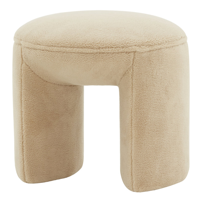 Tesni Upholstered Ottoman, Tan Sherpa