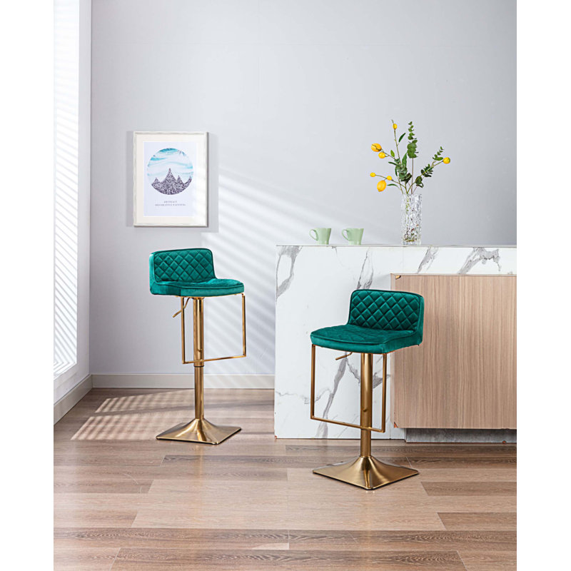 Tabouret pivotant à hauteur réglable Aldegonde Zariyah, Émeraude