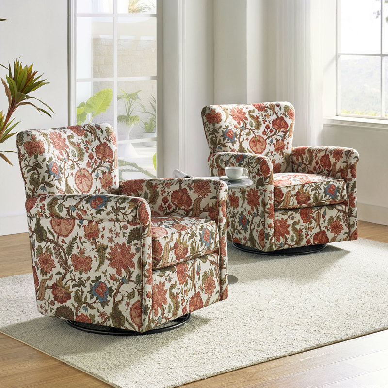 Cofer 77.40cm Wide Tufted Polyester Yes Armchair, Red Floral