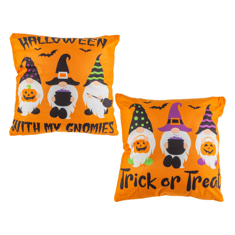16 in. Orange Halloween Gnome Decorative Pillows Set of 2