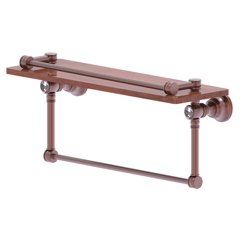 Freyja Ironwood Bracket Shelf with Towel Bar, 5.54" H x 16" W x 7.4" D, Antique Copper