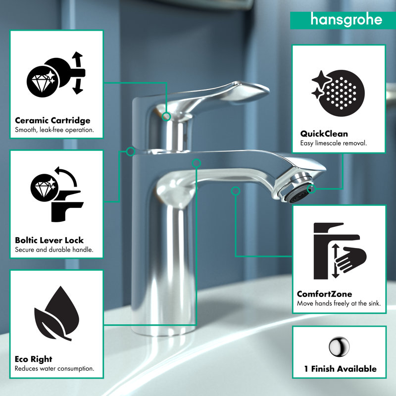 Chrome Single Hole Modern Bathroom Faucet