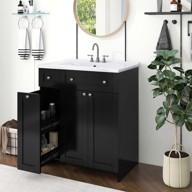 Base de meuble-lavabo simple 30 po seulement, Noir