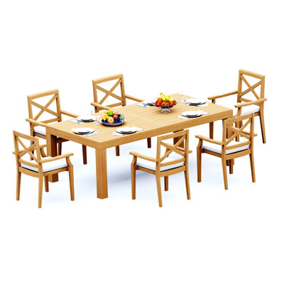 Ensemble de salle à manger 9 pièces en bois de teck de qualité A: table rectangulaire 86 po Canberra et 8 chaises empilables Damarrea # 11GR1908