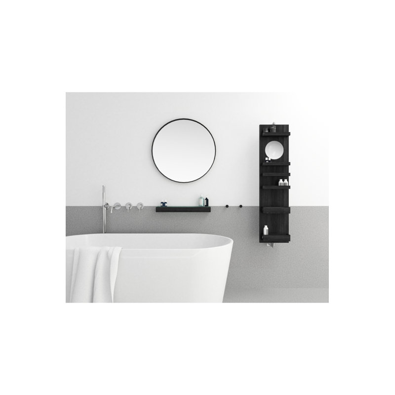 Cosmos Solid Wood Wall Bathroom Shelves, Dark Oak