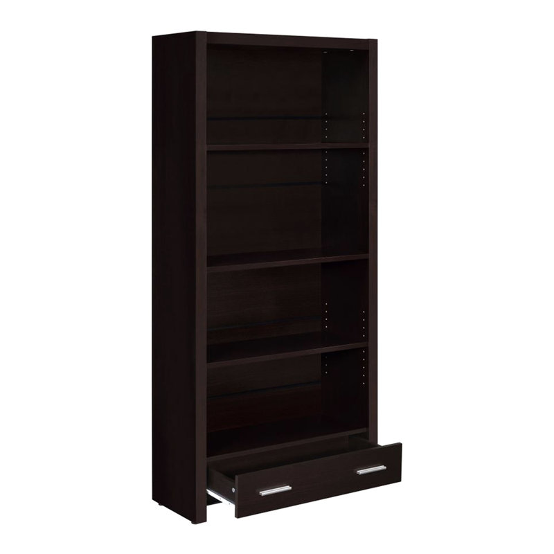 4-Shelf Bookcase with Storage Drawer in Cappuccino Finish