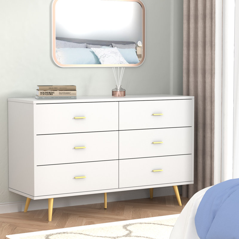 Riebling 47.24'' W 6 - Drawer Dresser, White