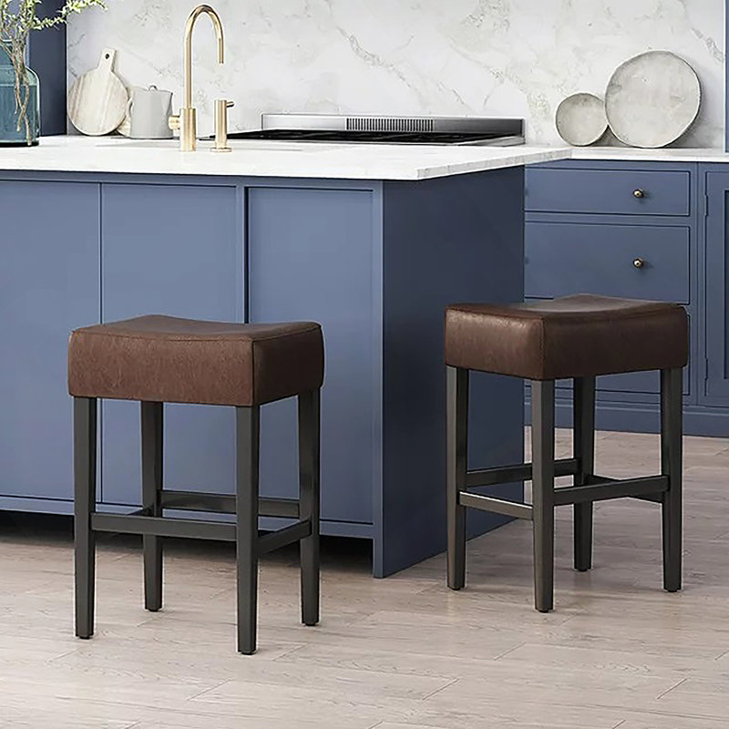 Tabouret de comptoir Zuma Kd, Similicuir brun