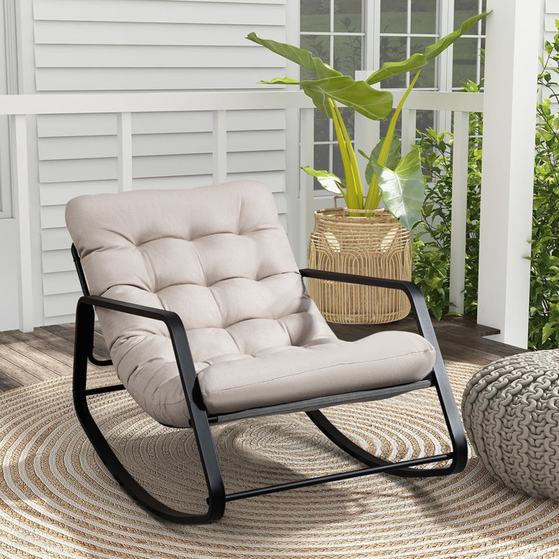 Chaise berçante d'extérieur à structure métallique, Beige