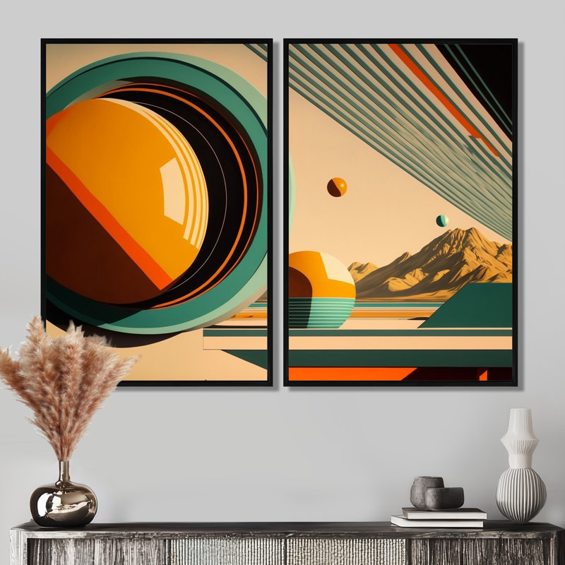 Décoration murale rétro Mid-Century III - grand abstrait Mid-Century, Noir, 36" H x 48" W, Impression encadrée flottante
