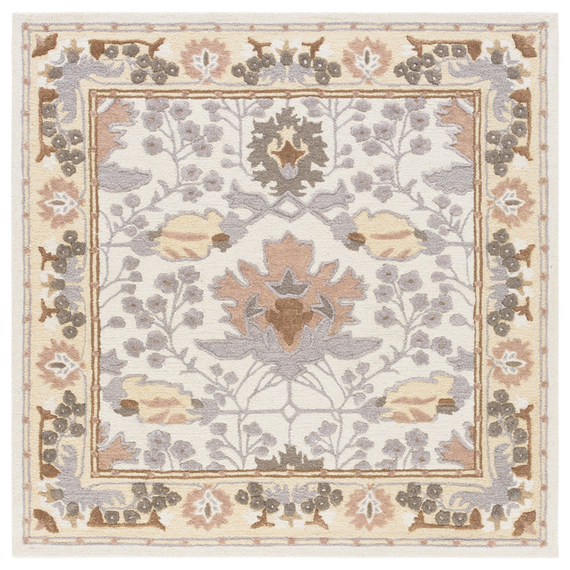 Earthly Treasures Hand Tufted Wool;Cotton;Viscose Floral Indoor Rug, Square 6'