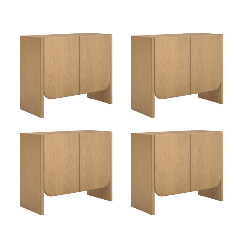 Armoire de rangement arquée pour hall d'entrée, Chêne brut, H 32 po x l 153 po x P 17 po, 4