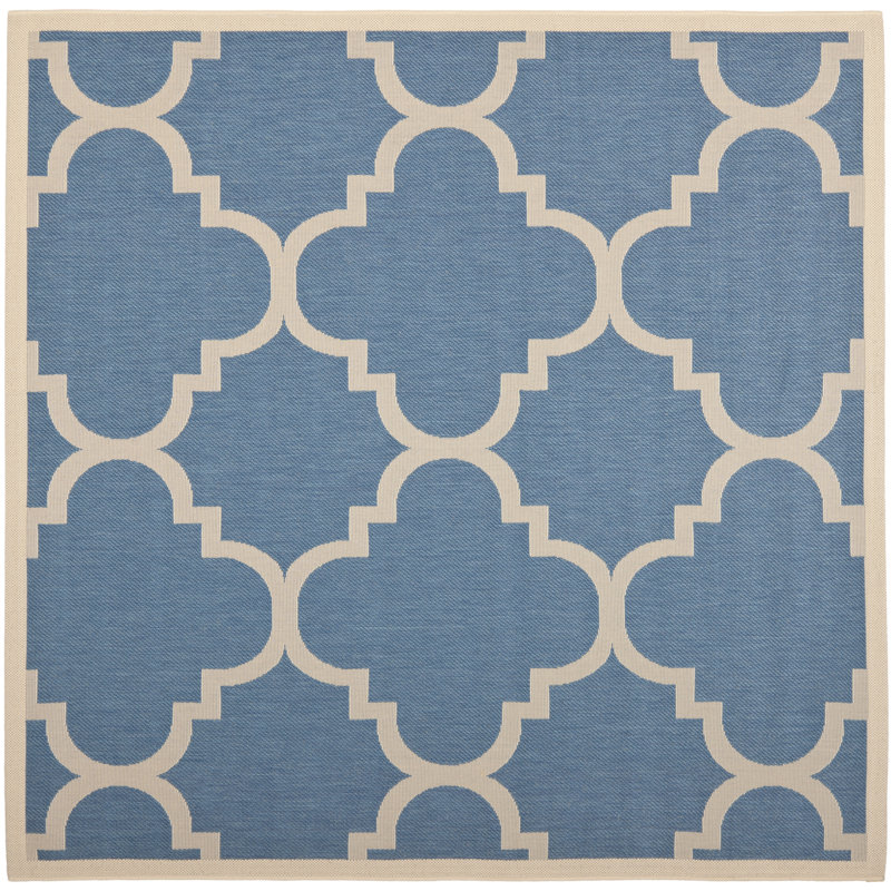 Tapis d'intérieur / extérieur à motif géométrique Ariaya Performance, Carré 6 pi 7 po