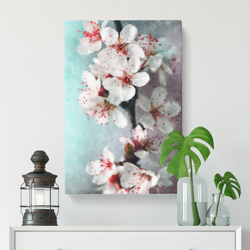 White Blossoms Painting - Wrapped Canvas Print, 60cm H x 40cm W x 3cm D