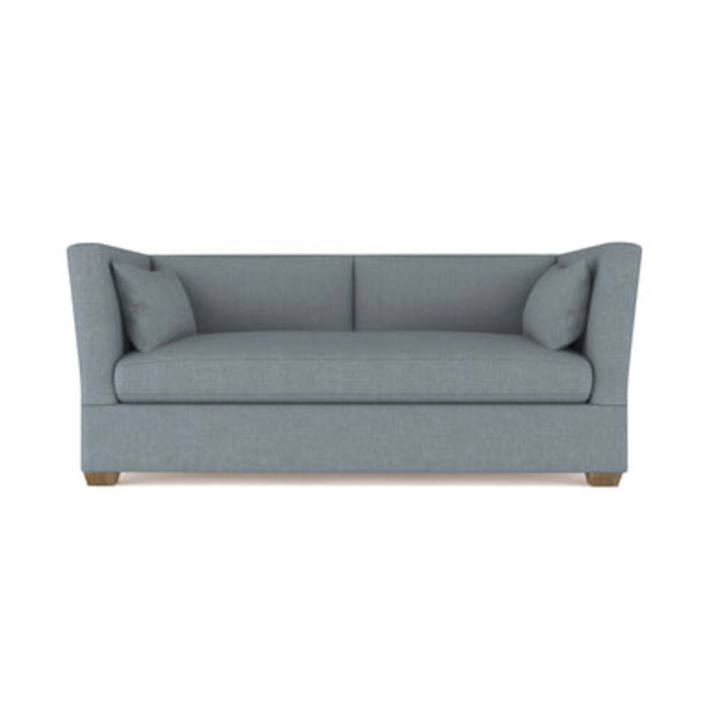 Canapé Rivington, Lin à tissage carré imprimé bleu, H 31 po x l 84 po x P 37 po, Patiné