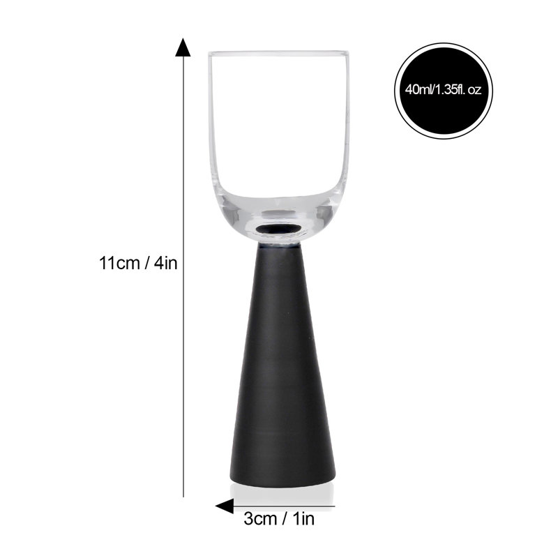 Chenuli 1,35 oz Verre à liqueur cristal, Noir / transparent