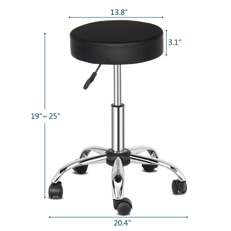 Adjustable Height Ergonomic Lab Stool with Footring Wheels