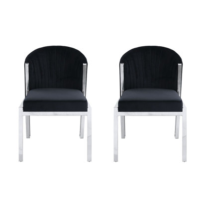 Maycol 23 Inch Side Dining Chair Set Of 2, Mirror Gold Steel