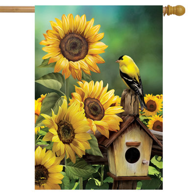 Goldfinch and Sunflowers Summer House Flag