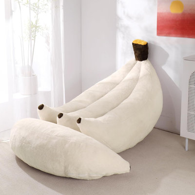Banana Bean Bag Chair with Ottoman, Floor Sofa Bed with Footrest.L- Cream