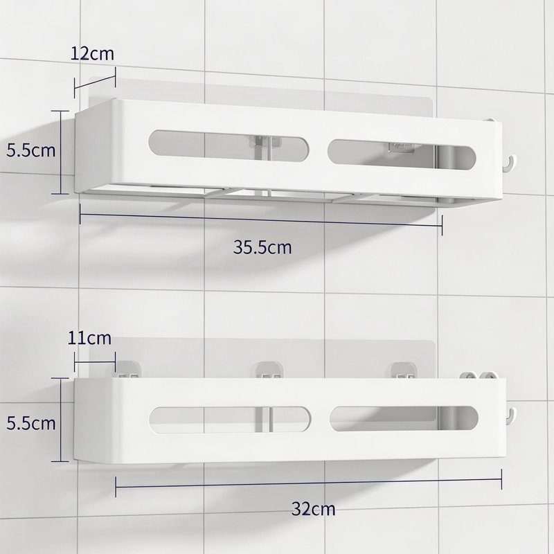 Adhesive Shower Shelf, White