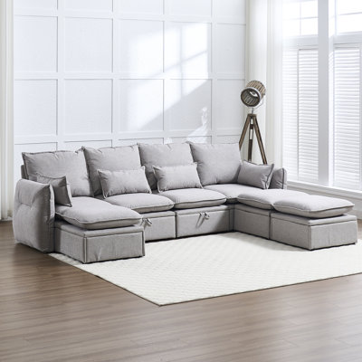 Canapé modulaire 7 pièces 114 "avec 3 repose-pieds 114"