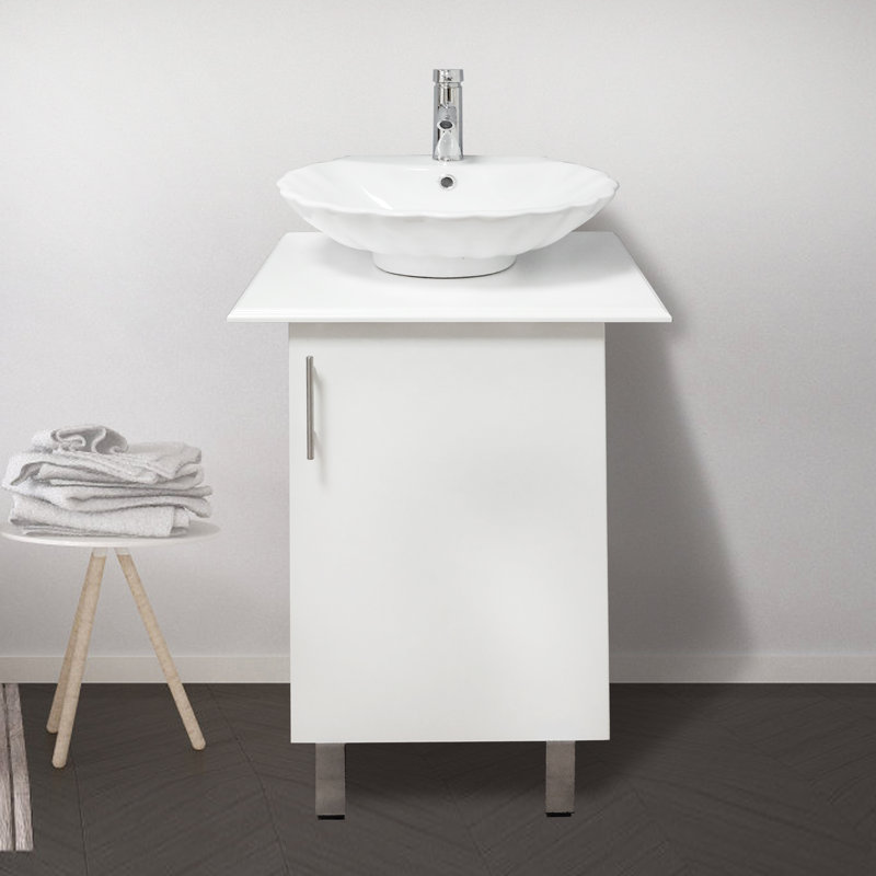 Ensemble de meuble-lavabo moderne en céramique, Blanc / blanc