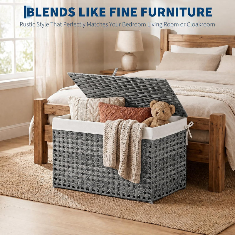 Boîte de couverture en rotin avec cadre en métal 104L, Gris