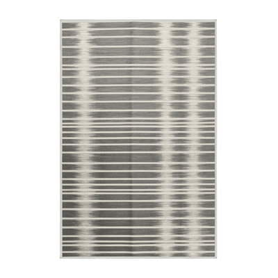 Washable Silver White Striped Area Rug