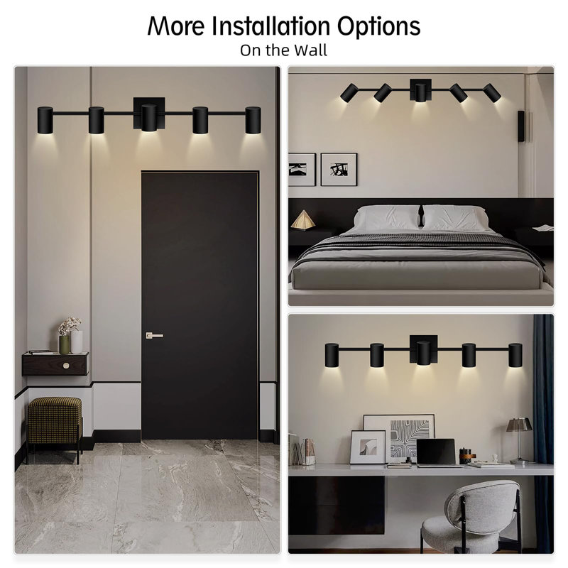 Black Matte Metal 5-Light Adjustable LED Track Lighting Fixture