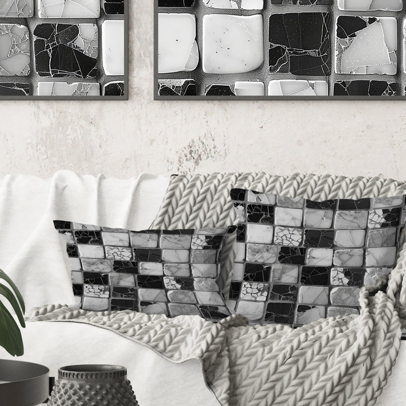 Coussin décoratif gris Mid-Century, H 16 po x l 16 po